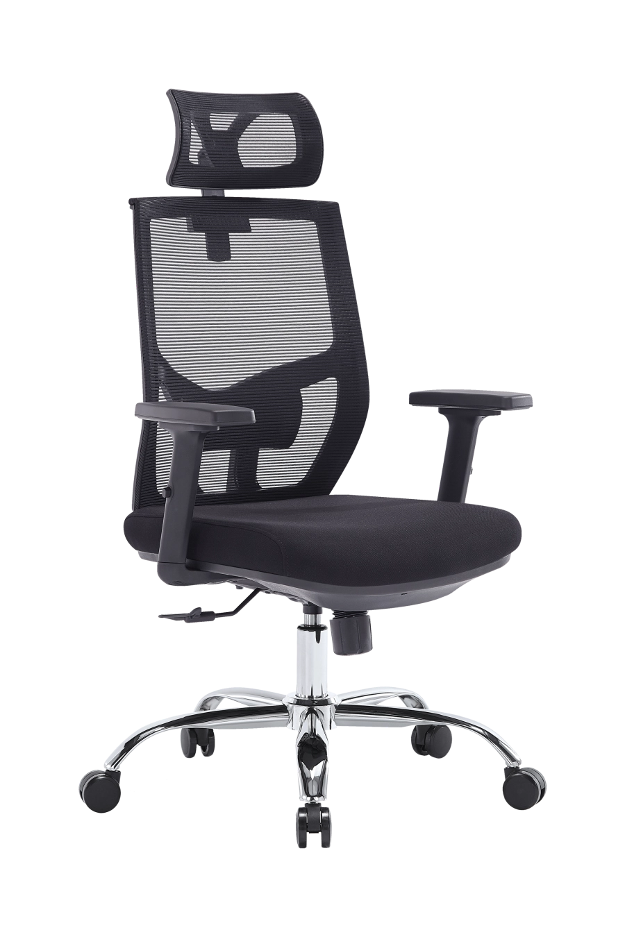 Sevilla: Dacă îți place controlul total, CUSTÓ Sevilla dispune de suport lombar reglabil, tetieră 2D și cotiere reglabile pe înălțime, toate setabile independent. Spătarul din plasă acrilică respiră, iar șezutul menține densitatea optimă pentru susținere uniformă. Baza rotativă și roțile din poliuretan rulează silențios, fără a zgâria podeaua. Scheletul solid promite durabilitate, iar culoarea neagră aduce eleganță discretă. Perfect pentru profesioniștii care schimbă frecvent postura între tastare, brainstorming și relaxare.