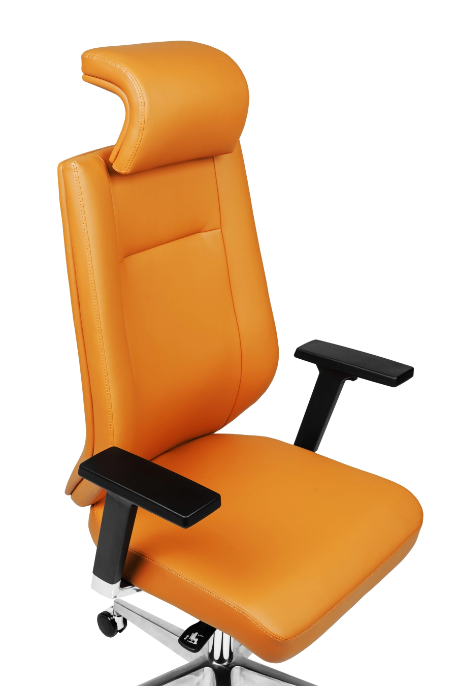 Barcelona: CUSTÓ Barcelona combină suplețea pielii artificiale de calitate premium cu avantajul cotierelor 3D, care se reglează rapid pe înălțime, adâncime și rotație pentru o postură relaxată la tastatură. Șezutul ergonomic este capitonat cu spumă de înaltă densitate, iar spătarul urmează linia spatelui, tetiera fixă susținând coloana cervicală în pauzele scurte. Mecanismul de balansare îți permite să alternezi între lucru intens și destindere. Accentele oranj energizează spațiul de lucru și adaugă personalitate fără a distrage atenția.