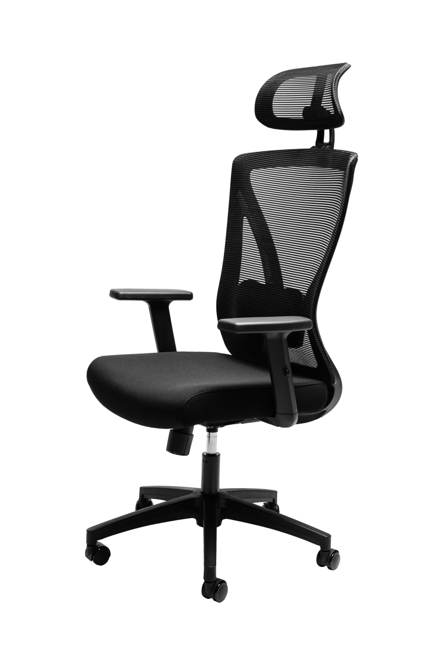 Belfast: CUSTÓ Belfast aduce un nivel superior de ergonomie și rafinament profesional, creat pentru cei care petrec mult timp la birou. Șezutul tapițat din stofă oferă confort uniform și susținere corectă, iar spătarul din plasă elastomerică menține o circulație optimă a aerului pe durata întregii zile. Suportul lombar reglabil 2D permite adaptarea individuală la forma spatelui, reducând tensiunea în zona inferioară. Tetiera reglabilă 3D — pe înălțime, adâncime și unghi — oferă susținere personalizată pentru cap și gât, în timp ce cotierele ajustabile pe înălțime facilitează o poziție naturală a brațelor în orice tip de activitate. Mecanismul sincron asigură libertate de mișcare și echilibru, iar baza solidă din oțel cromat, completată de roțile din poliuretan, garantează stabilitate și deplasare lină. Designul all-black emană eleganță sobră și autoritate, potrivit mediilor executive unde confortul și profesionalismul merg perfect împreună.