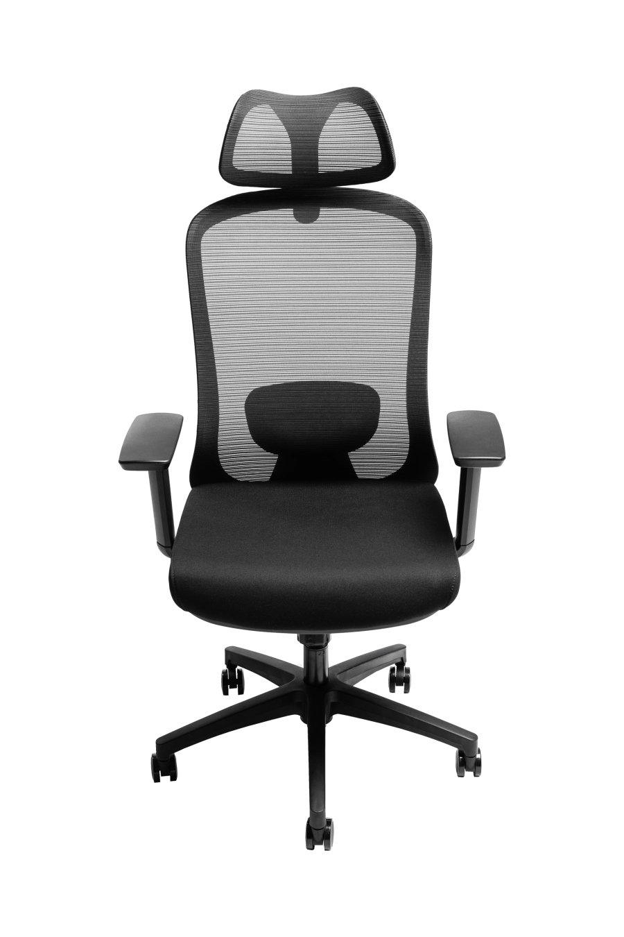 Bergamo: CUSTÓ Bergamo îmbină performanța ergonomicii cu designul modern: șezutul tapițat din stofă oferă confort constant, iar spătarul din plasă elastomerică asigură o ventilație optimă pe durata întregii zile de lucru. Suportul lombar reglabil 3D permite ajustarea pe înălțime, adâncime și adâncire, adaptându-se perfect curburii naturale a spatelui și reducând tensiunea în zona inferioară. Tetiera reglabilă pe înălțime oferă susținere suplimentară pentru cap și gât, iar cotierele reglabile 3D permit ajustarea în înălțime, adâncire și lățime, asigurând o poziție naturală a brațelor în orice activitate. Mecanismul sincron cu blocare într-o poziție și baza stelată din plastic dur, echipată cu roți din poliuretan, garantează stabilitate și mobilitate lină pe diferite tipuri de suprafețe. Designul all-black conferă o notă sobru-executivă, potrivită pentru spații profesionale unde confortul și profesionalismul sunt esențiale.