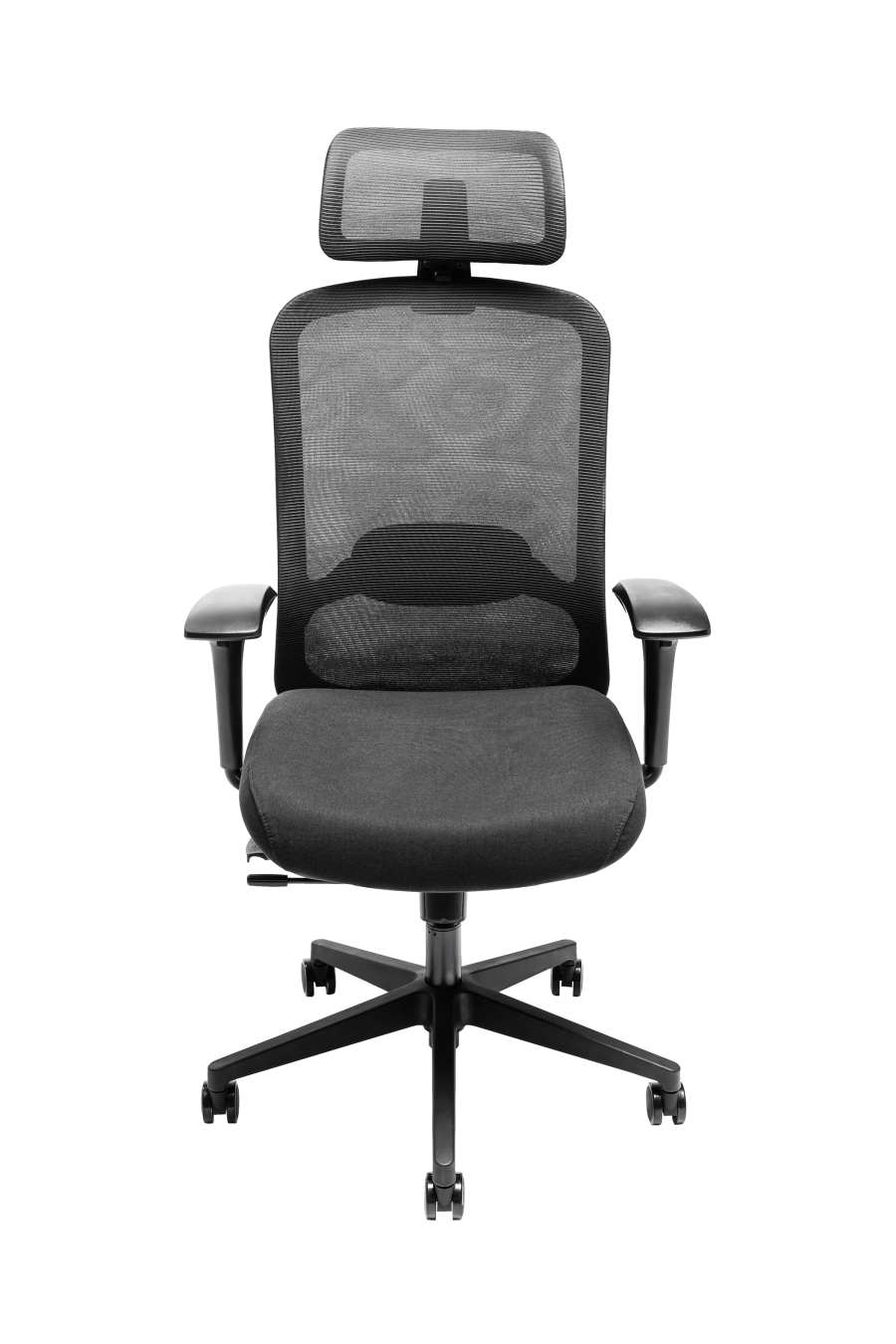 Roma: CUSTÓ Roma redefinește confortul și adaptabilitatea în mediul profesional: șezutul tapițat din stofă oferă o priză plăcută și susținere constantă, iar spătarul din plasă elastomerică asigură ventilație eficientă pe durata întregii zile de lucru. Suportul lombar reglabil pe înălțime permite ajustarea precisă pentru o susținere optimă a zonei inferioare a spatelui. Tetiera reglabilă pe înălțime completează ergonomia, oferind susținere suplimentară pentru cap și gât. Cotierele reglabile 4D (în înălțime, adâncire, lățime și unghi) permit personalizarea poziției brațelor în funcție de activitățile desfășurate. Mecanismul multifuncțional cu blocare în trei poziții și translare a șezutului asigură flexibilitate în mișcare și stabilitate. Baza stelată din plastic dur, echipată cu roți din poliuretan, garantează mobilitate lină și stabilitate pe diferite tipuri de suprafețe. Designul all-black conferă o notă sobru-executivă, potrivită pentru birouri moderne unde confortul și profesionalismul contează.